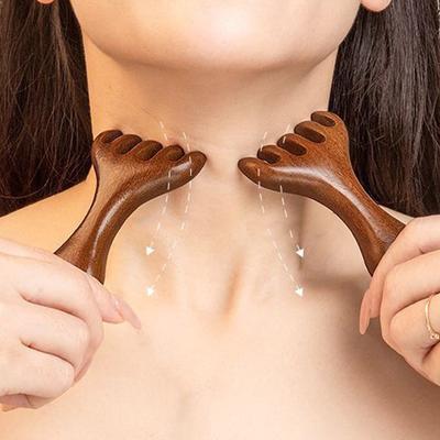 Kopfhautmassagekamm mit sechs Krallen, antistatischer Kopf, natürliches Gua Sha-Werkzeug aus Holz mit breiten Zähnen, Rückenkratzer, Spa, fördert die Durchblutung