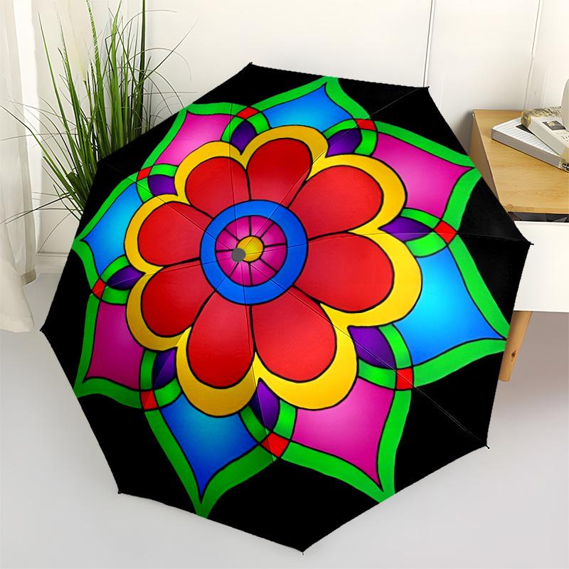 1PC Colorful Flower Design Automatic Open/close Umbrella with 8-Rib Structure for Women/Men, All-Season Use - Travel Essential, Stylish Accessory, Hig