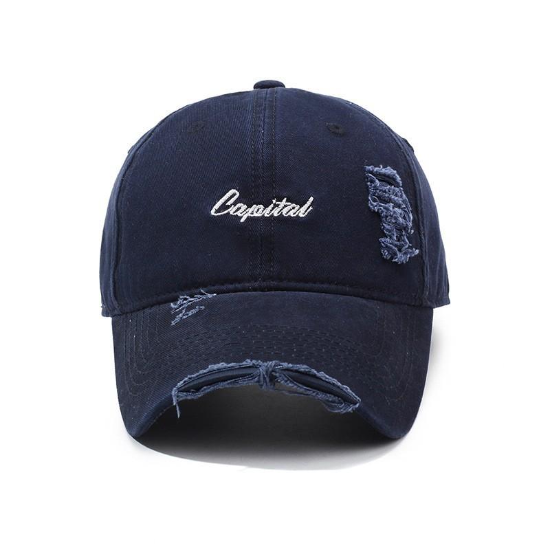 Spring and Autumn Outdoor Shade Letter Embroidery Soft Top Ripped Cap Men's and Women's Retro Old Washed Baseball Cap