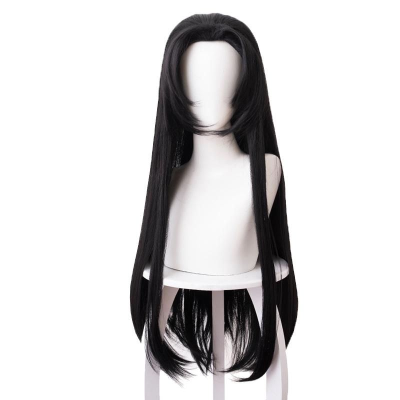 Kochou Kanae Wig Anime Kimetsu No Yaiba Cosplay Synthetic Black Long Hair Butterfly Headwear Halloween Cos Props