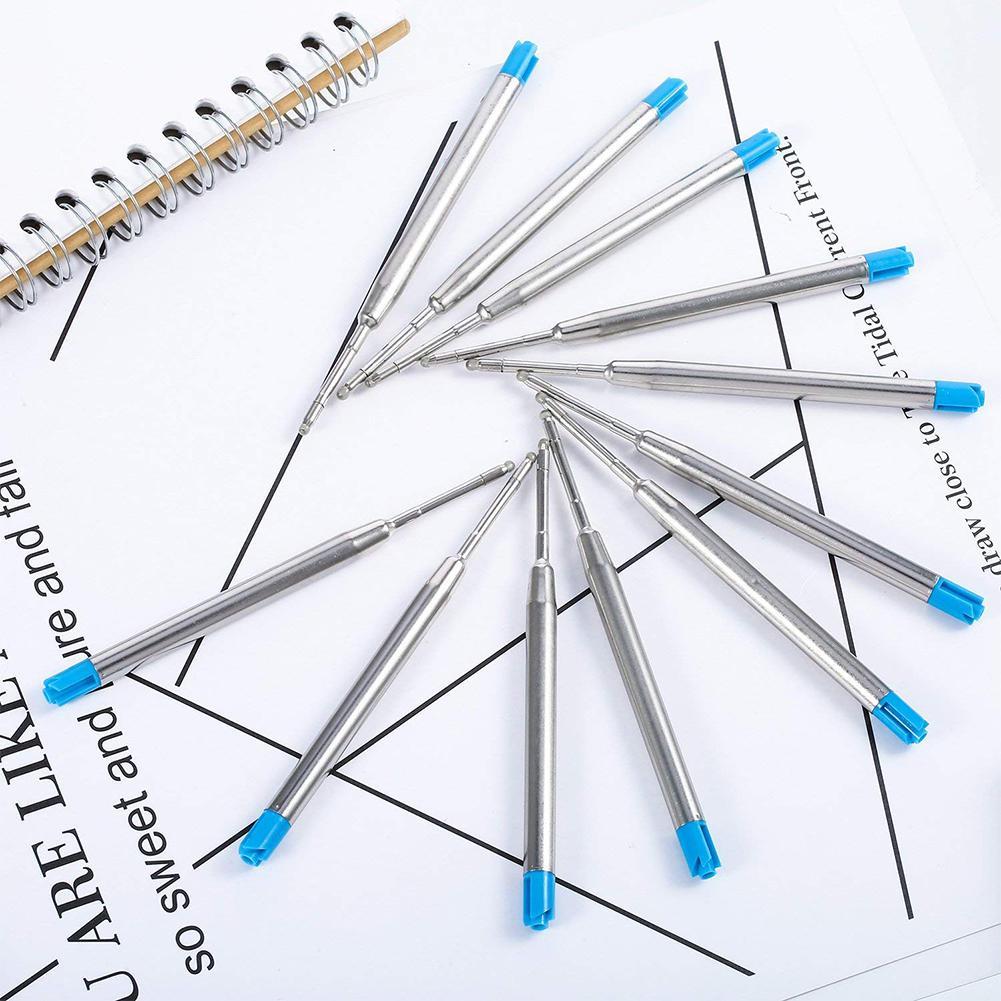 10pcs Full Metal Core 9.8cm Short Blue and Black Ink Refill Replacement School Supplies Office Accessories office stationery