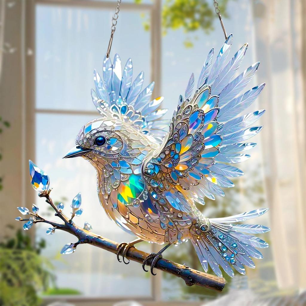 Bird Ornament Bird Decorations Hummingbird Decorative Sculptures 2D Acrylic Statues Sun Catcher for Home Living Shelf Room