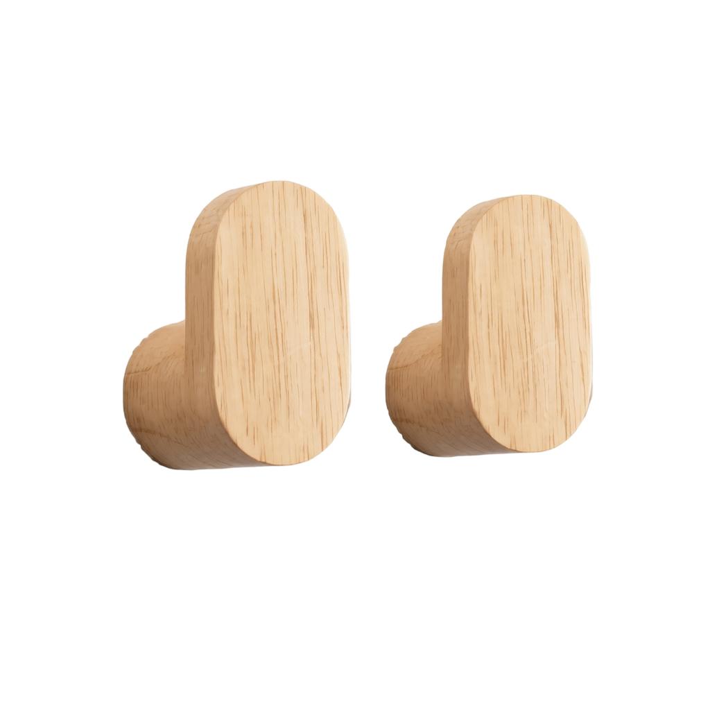 Wooden Wall Hooks Set of 2 Oval Shape Coat Hooks for Hanging Scarves Hats Towels and Small Items Mounted On Wall