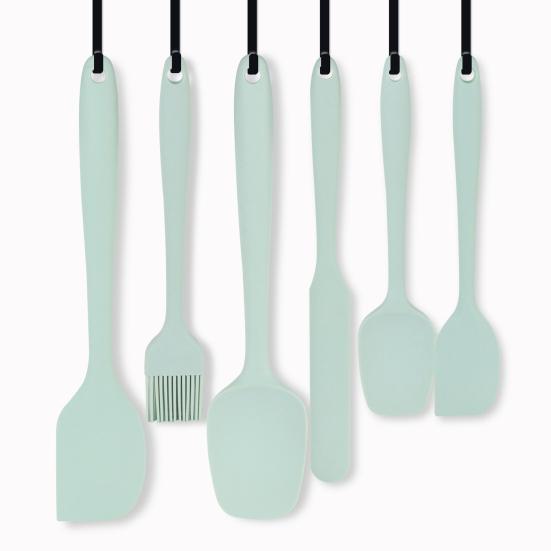 6Pcs Silicone Spatula Set Food Grade Cooking Utensils Set Non-Slip Heat Resistant Flexible Kitchen Tools for Baking Stir-Frying