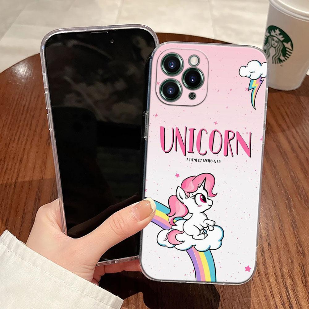 Süßes Regenbogen-Einhorn Transparente Hülle Für Apple iPhone 17 16 15 14 13 12 11 Pro Max 16 Plus 16E 17Air 17Pro Handyhülle Silikon