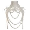 Trendy Pearls Collar Necklace Vintage Style Bra Chain for Wedding Photo Shoot