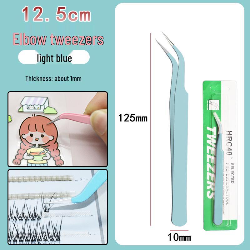 Colorful Stainless Steel Curved Tweezers for False Eyelashes and Planner Clips