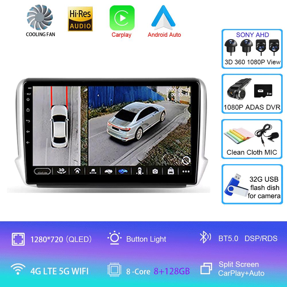 Car Radio Android 14 Carplay For Peugeot 2008 208 Multimedia System 2012 - 2018 Navigation GPS Multimedia Player WiFi+4G Stereo