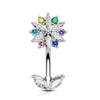 Colorful Y2K Stainless Steel Zircon Planet Moon Butterfly Belly Rings Cute Butterfly Body Piercing Jewelry Belly Button Rings