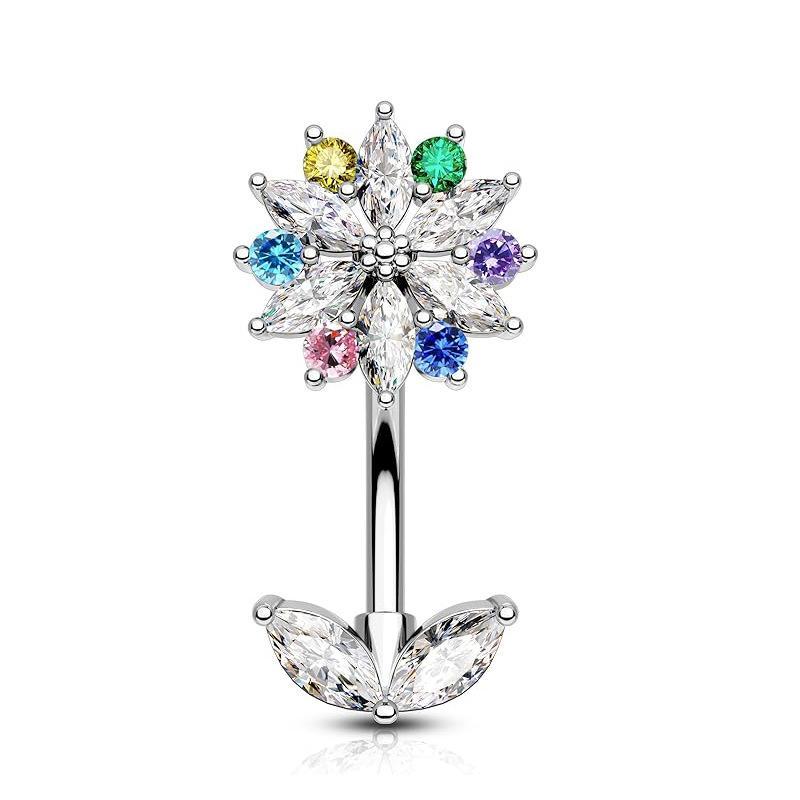 Colorful Y2K Stainless Steel Zircon Planet Moon Butterfly Belly Rings Cute Butterfly Body Piercing Jewelry Belly Button Rings
