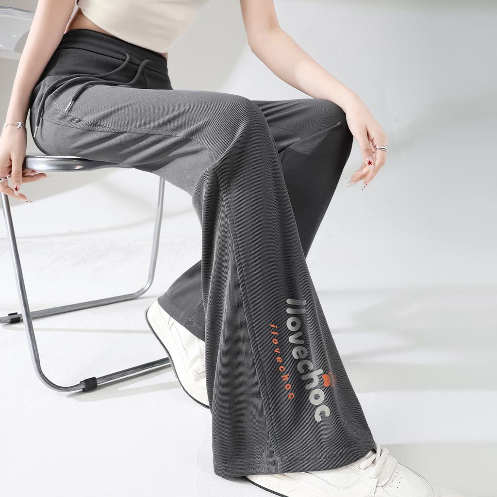 Spring and Summer Slim 2025 Sports Style Versatile Micro Flared Slimming Casual Pants