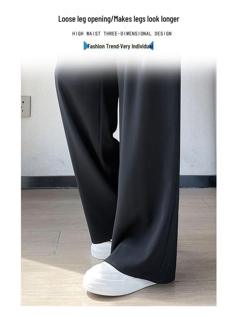 Khaki High-Waisted Slim-Fit Wide-Leg Dress Pants for Women - Spring/Summer Collection