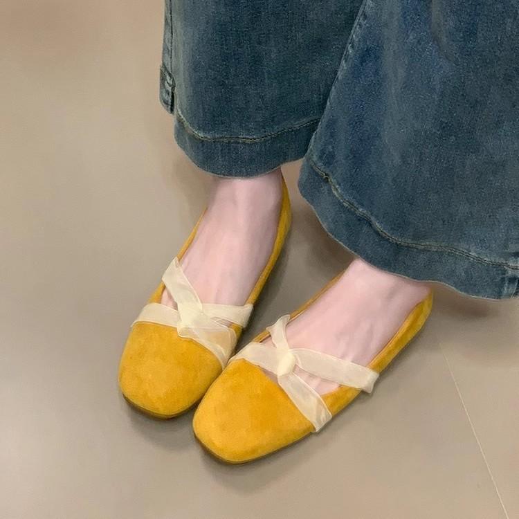 Evening wind niche flat bottom shallow mouth single shoes women gentle with skirt French square head Mary Jane shoes women brown blue