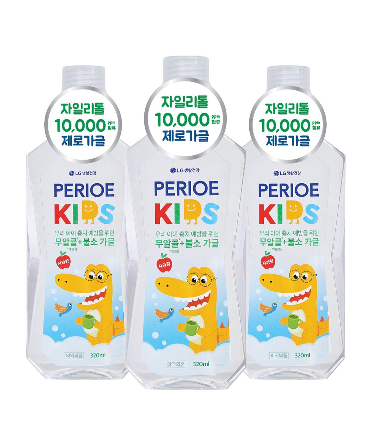 Kids Xylitol 10000 Alcohol-Free Zero Mouthwash Apple Flavor 320ml x 3