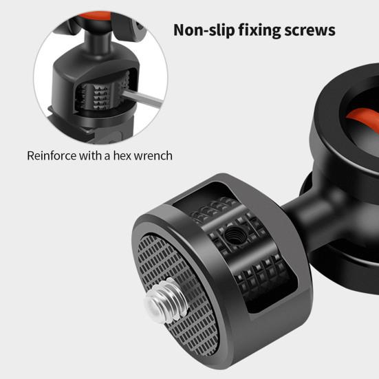 Double Ball Arm Camera Mount 1/4-inch Thread Aluminum Alloy Rotatable Ball Head LED Fill