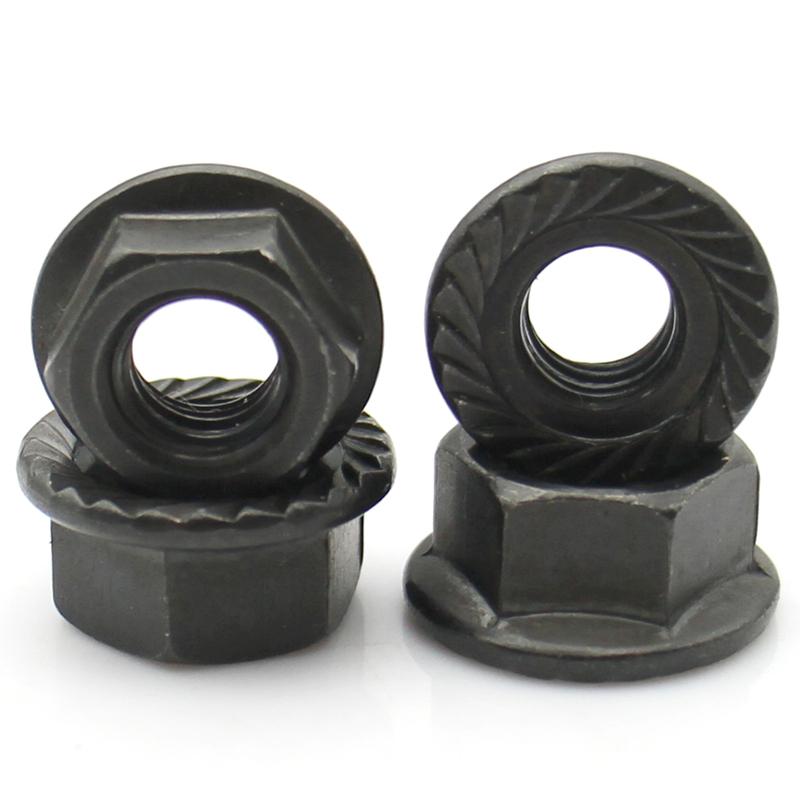 2-50pcs Carbon Steel Serrated Flange Lock Nuts Hex Locking Anti-Loose Nut with Washer M2-M16