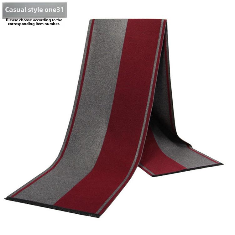 Men's Autumn & Winter Plaid Imitation Cashmere Scarf - Warm & Thick Custom Design