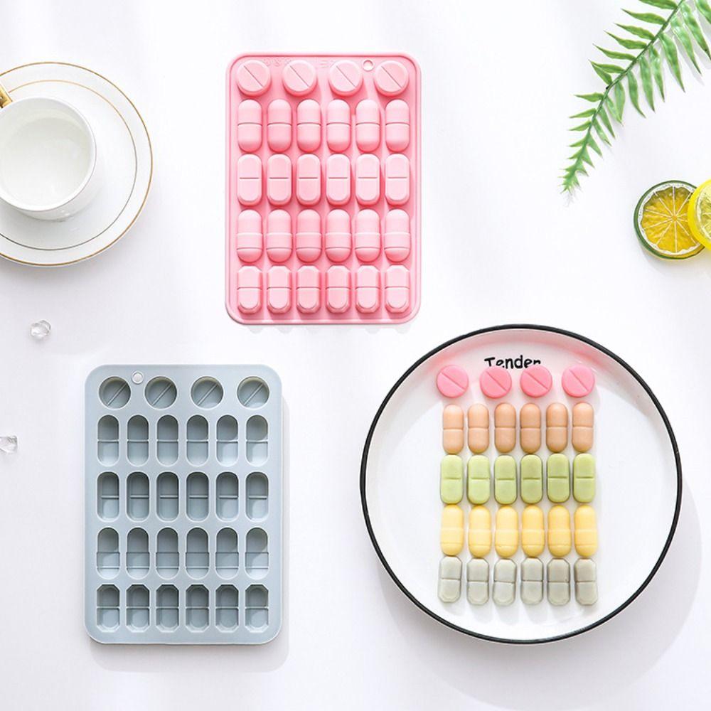 28 Cavity Design Capsule Shaped Mold Reusable Pill Mold Tray  for Candy Making Chocolate Crafting