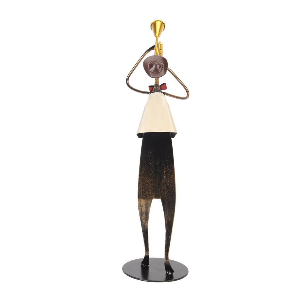 Trumpet Player Figurine Modern Abstract Handcrafted Metal Musician Sculpture for Living Room Tabletop Shelf Desk Office