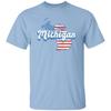 Michigan US Flag Unisex T-Shirt American Patriotic MI State Tee White Ash Blue