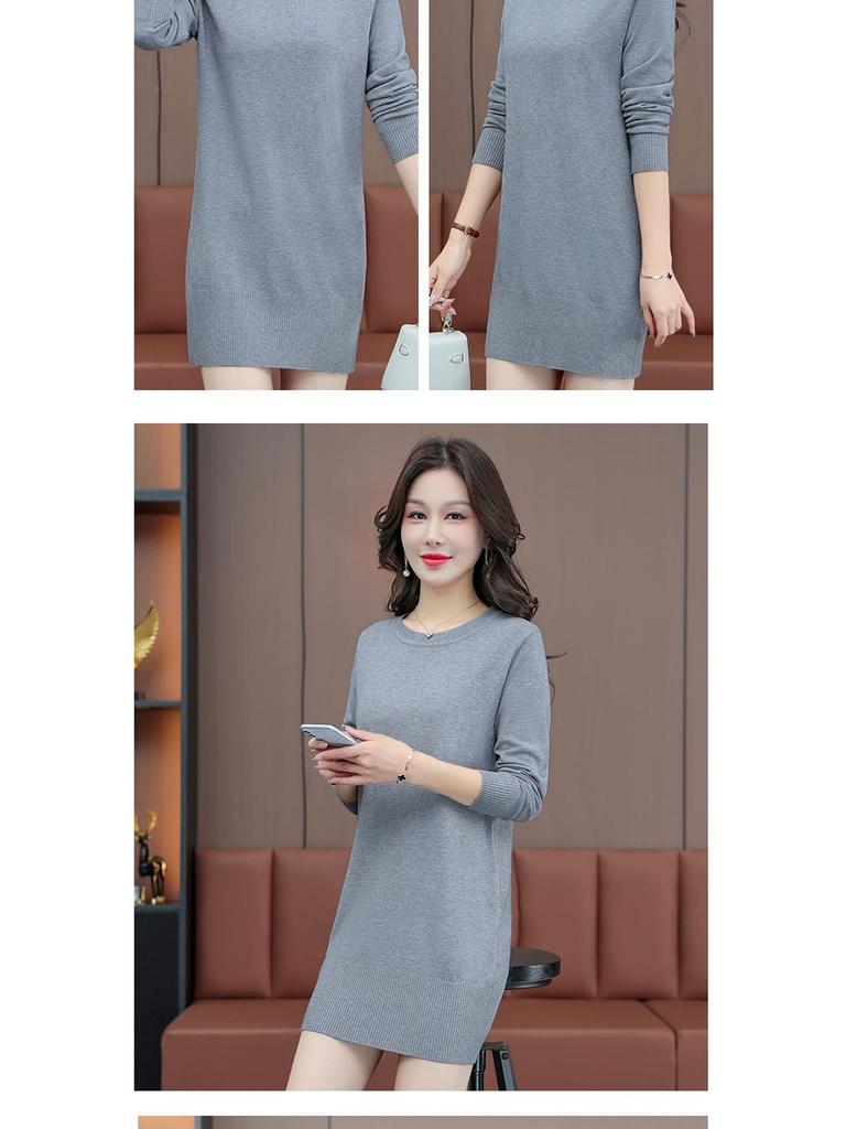 Suéter de Tricô de Comprimento Médio Feminino Woodpecker - Blusa Solta Plus Size com Gola Redonda, Coleção Outono/Inverno 2025.