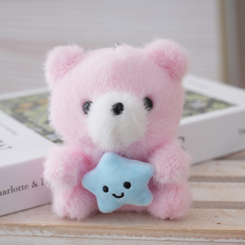 Plush Bear Keychain With Star Bag Pendant For Kids And Gift Use