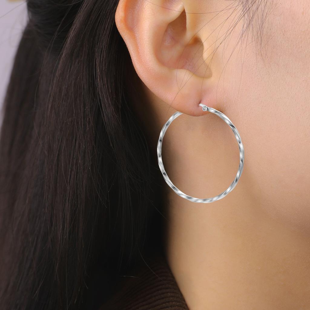 Cazador Geometric Hoop Earrings Women 28-54MM Real Gold Plated Stainless Steel Earrings Trend 2026 Jewelry Party Birthday Gift