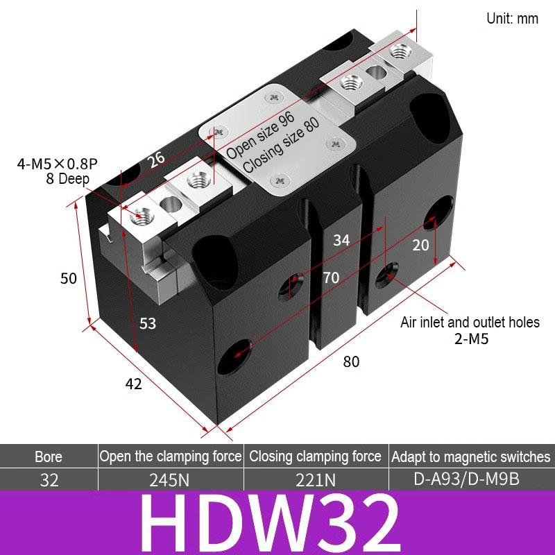 Qi Li Ke type HDW HDW20 HDW25 HDW32 HDW40 HDW50 HDW63 HDW100 Strong Parallel Mechanical Gripper Finger Air Pneumatic Cylinder