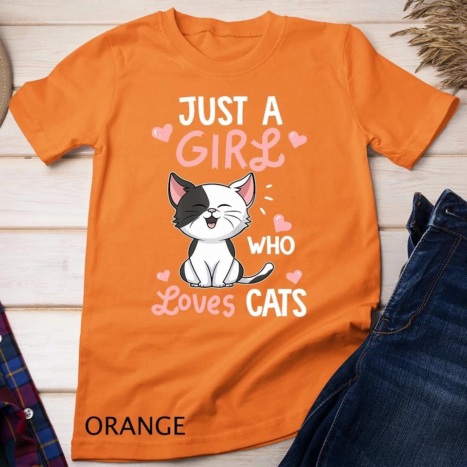 Just A Girl Who Loves Cats Tshirt Cute Cat Lover Gifts Unisex T-shirt 4 L
