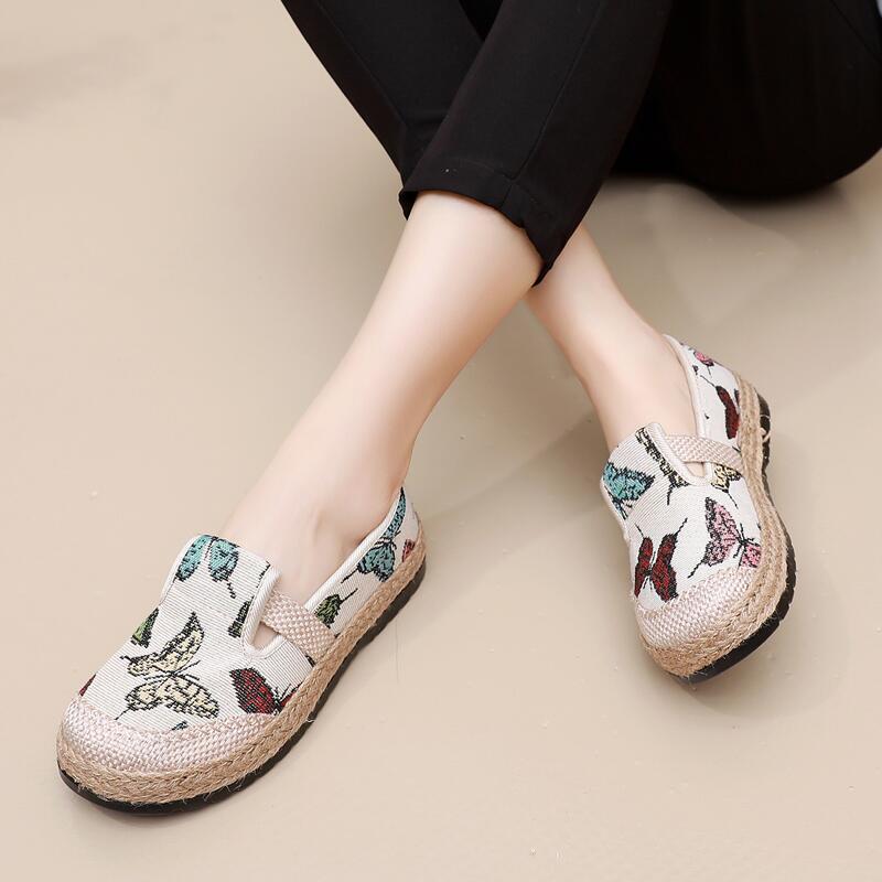 New Arrival 2024 Spring Women's Flat Casual Shoes Retro Beijing Style Slip-on Shoes