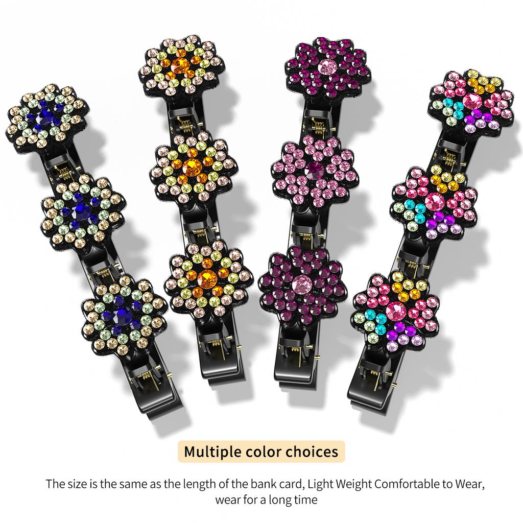 4/8 STuks Vrouwen Gevlochten Haarclips, 2025 Nieuwe Sprankelende Kristalsteen Haarclips, Korte Eendenbek Clips, Gevlochten voor Dames en Meisjes Kristalsteen