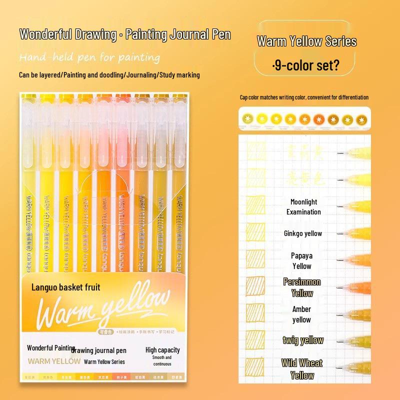 Blue Fruit Large Capacity Journal & Pen Set: Includes Highlighter, Drawing Pen, Gel Pen, Colored Single-Tip Pen.