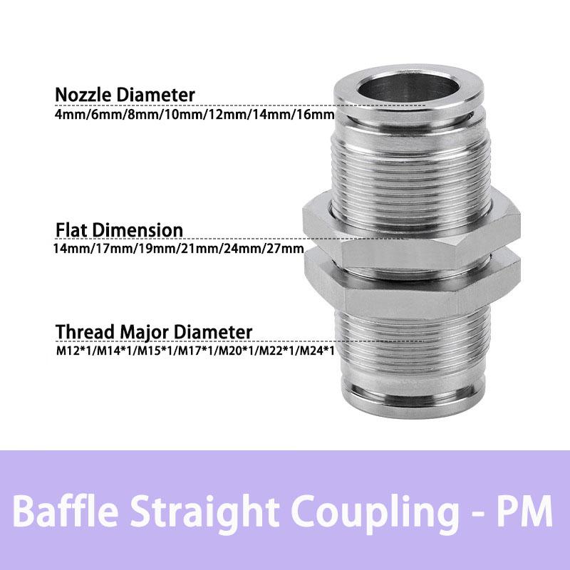 PU PE PV PY PZA SA PM PK PLM 304 stainless steel metal pneumatic quick coupling 4 6 8 10 12 14 16mm push in air Hose connector