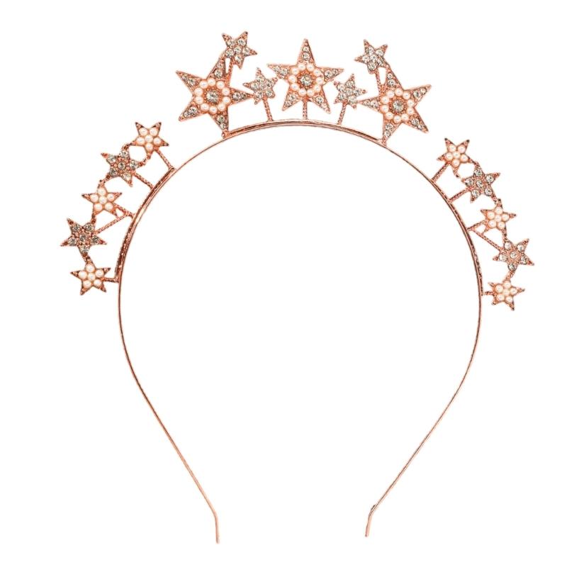 Rhinestones Star Headband for Women Evening Party Gathering Shimmering Star Hairband Theme Party Electroplate Headwear