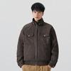 CO8000 Men's Versatile Lambswool Reversible Jacket with Patch Label, Casual Long Sleeve.