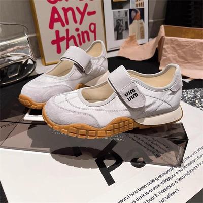 Damen Mary Jane Schuhe mit dicker Sohle und Klettverschluss, Retro, runde Zehenpartie, Sport- und Freizeitschuhe