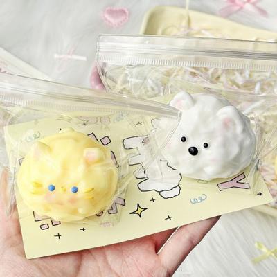 Dog Cat Dessert Squeeze Toy Stress Relief Pet Animal Shape Dessert Sensory Fidget Toy Slow Rising Hand Relaxation Decompression Stress Ball