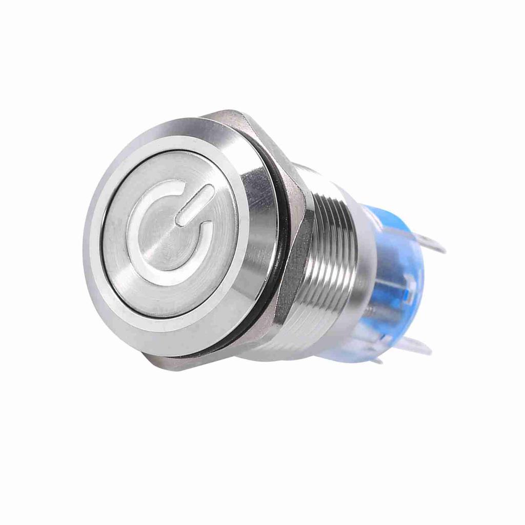 19mm 12V24V Waterproof Stainless Selflocking  ing Push Button Power   Red LED