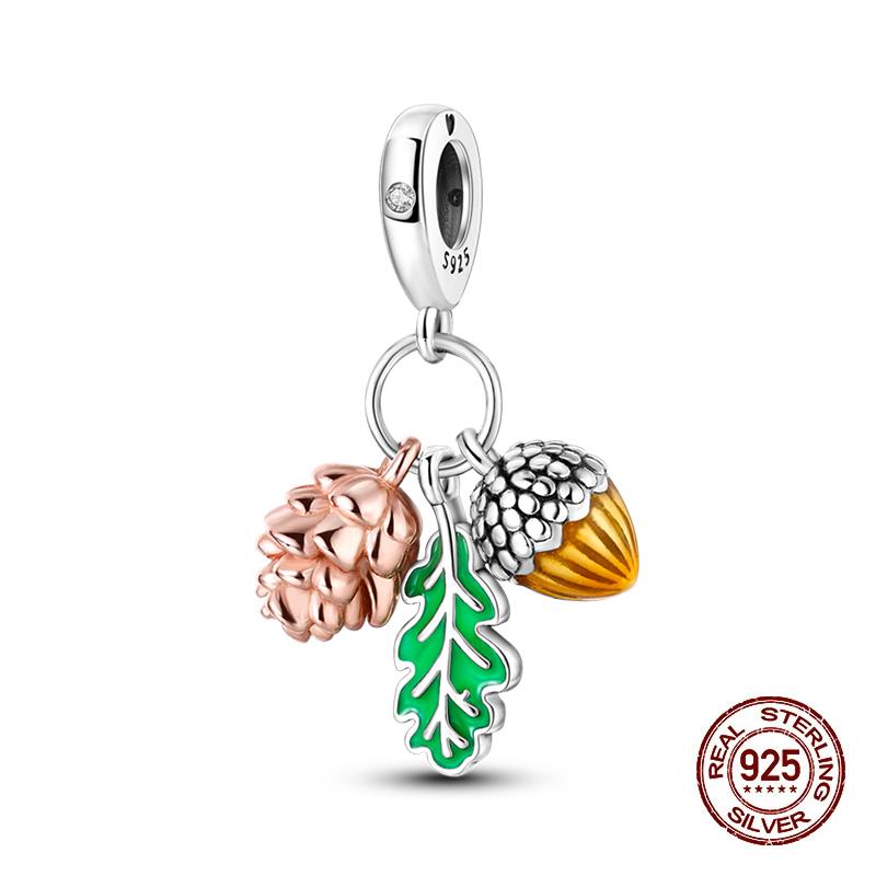 Charms Copper Squirrel Maple Leaf Honey Autumn Charms Beads Fit Original Bracelets Bangle Necklace Fine Diy Jewelry