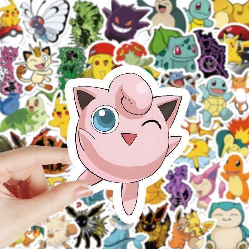 100Pcs Character Sticker Set Pikachu Gengar Stickers Cartoon Decals For Diy Crafts Notebooks Kids Toys Gift