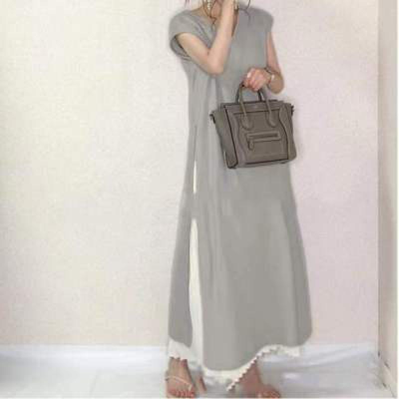 Japanese Summer Loose-Fit Short Sleeve Splicing Dress - 3 Colors, Plus Size