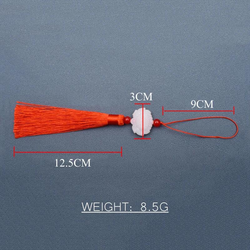 1 Pcs White jade lotus Fringe Trim Bookmark Silk Tassels Pendant DIY Sewing Curtains Accessories Clothes Bag Craft Supplies