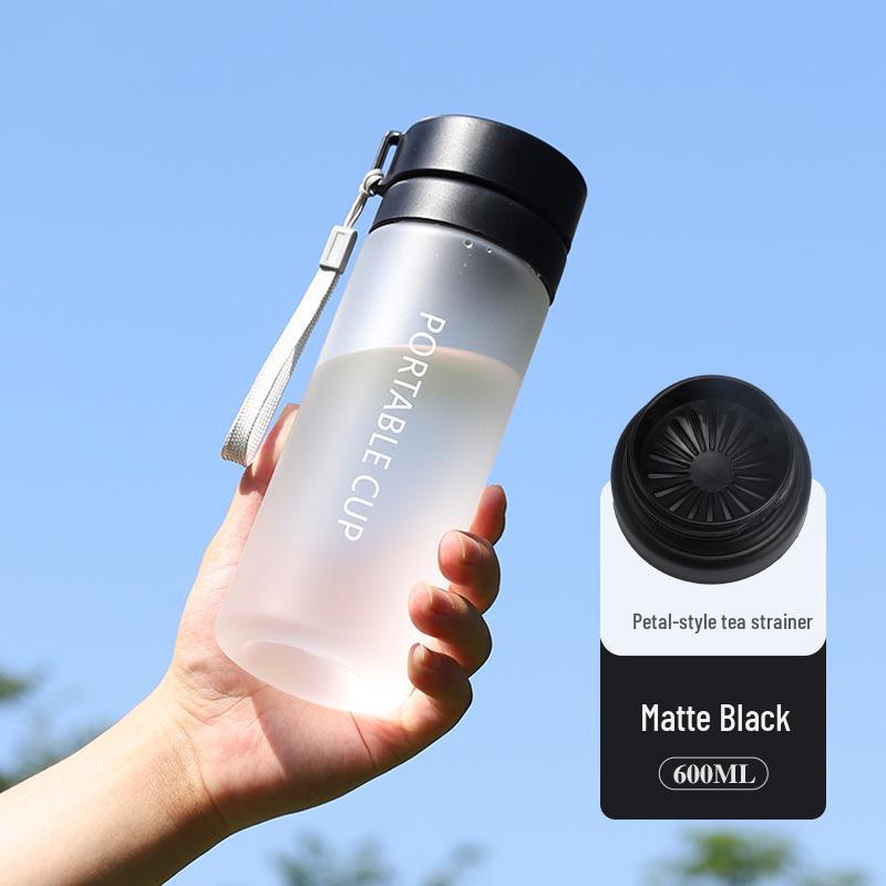 Large Capacity Frosted Sports Water Bottle with Tea Infuser and Lanyard - Customizable Outdoor Gift Cup