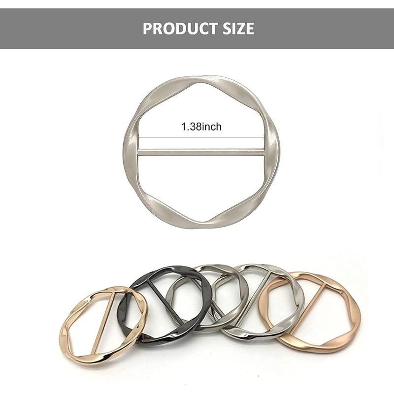 5Pcs Scarf Ring Clips, T-Shirt Collar Clips, Women'S Fashionable Metal Round Ring Buckles, Clothing Fasteners