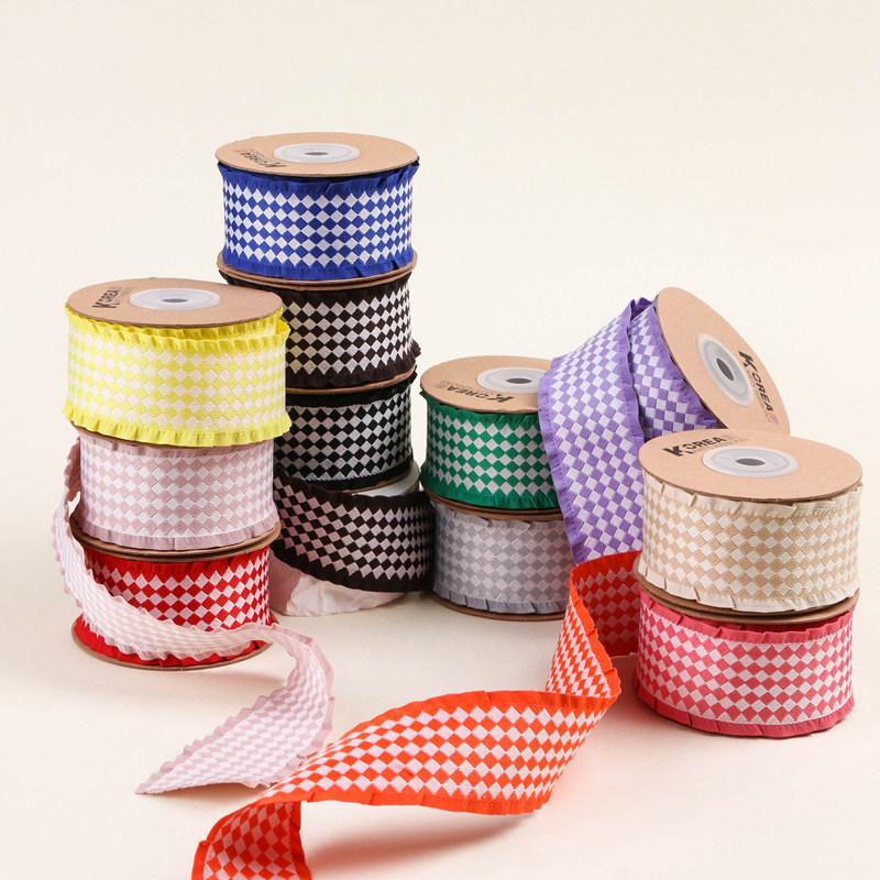 High Quality Black Border Stereo Double-Color Checked Fabric Ribbon Luxury Bow Hair Accessories and Gift Wrapping DIY Ribbon