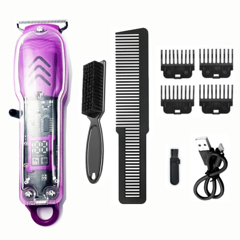 Transparent Hair Clipper Hair Cutting Machine Professional Baldheaded Trimmer Beard Electric Razor USB Barbershop