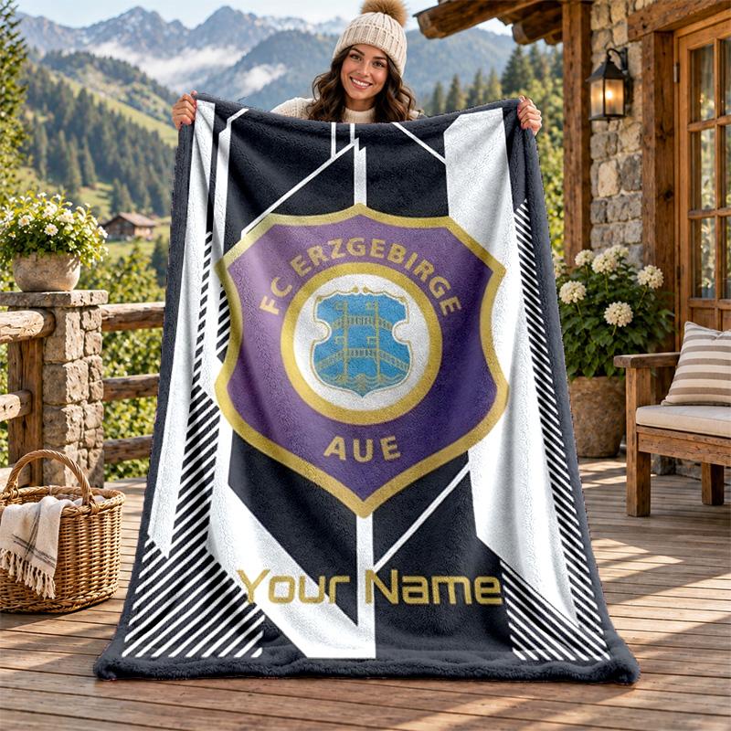 Erzgebirge Aue Custom Name Flannel Blanket Personalized Soft Warm Plush Throw Blanket Customized Gift for Family Friends