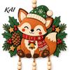Holiday Party Supplies Christmas Fox Hanging Ornament, Wooden Cute Pendant with Glove Bell Tree Festive Decoration Charms, for Door Mantel Tree,