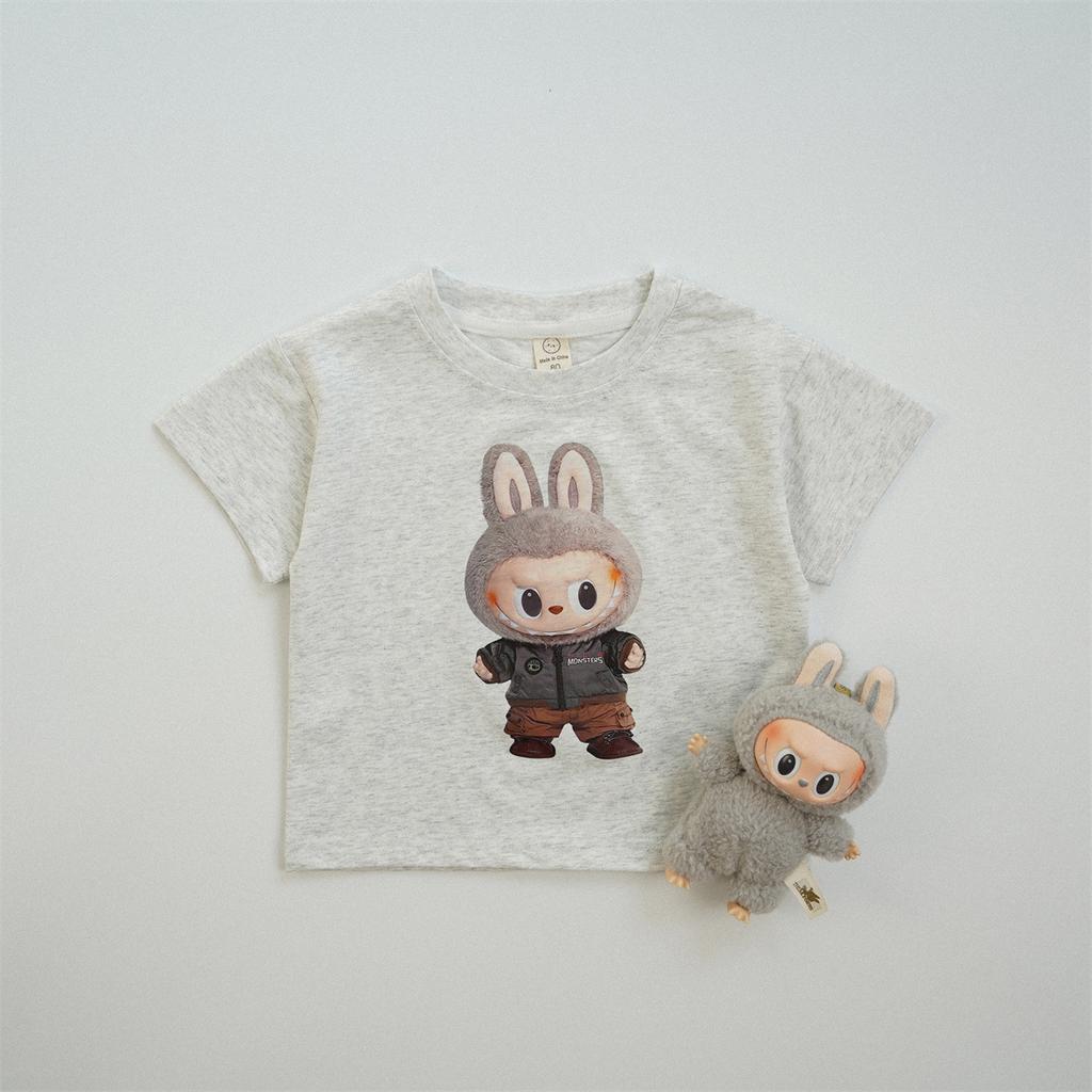 Child Short Sleeve T-shirt Pure Cotton Tops Boys And Girls Cute Print Round Neck Base Shirt Round Neck Tops Baby All-match Tees