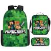 Minecraft Game Merchandise 3-Piece Backpack, Pencil Case, Lunch Bag for Kids